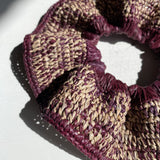 Détails du Maxi chouchou en crochet de raphia chiné bordeaux et naturel, BIBY