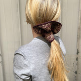 queue de cheval avec le grand chouhcou en crochet de raphia, BIBY chiné bordeaux 
