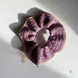 Maxi chouchou en raphia fait main, BIBY violette