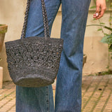 SAC SEAU FLORES NOIR