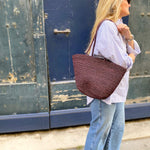 grand cabas en raphia chocolat fait main, VANINA