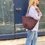grand cabas en raphia chocolat fait main, VANINA