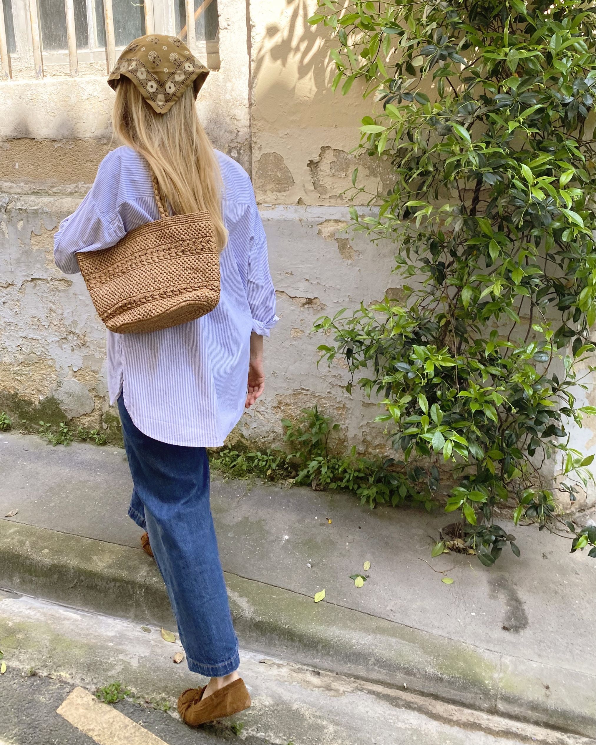 cabas en crochet de raphia porté, mini olika thé
