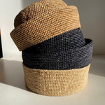 trio de chapeaux marins en raphia -naturel, thé et noir