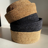 trio de chapeaux marins en raphia -naturel, thé et noir