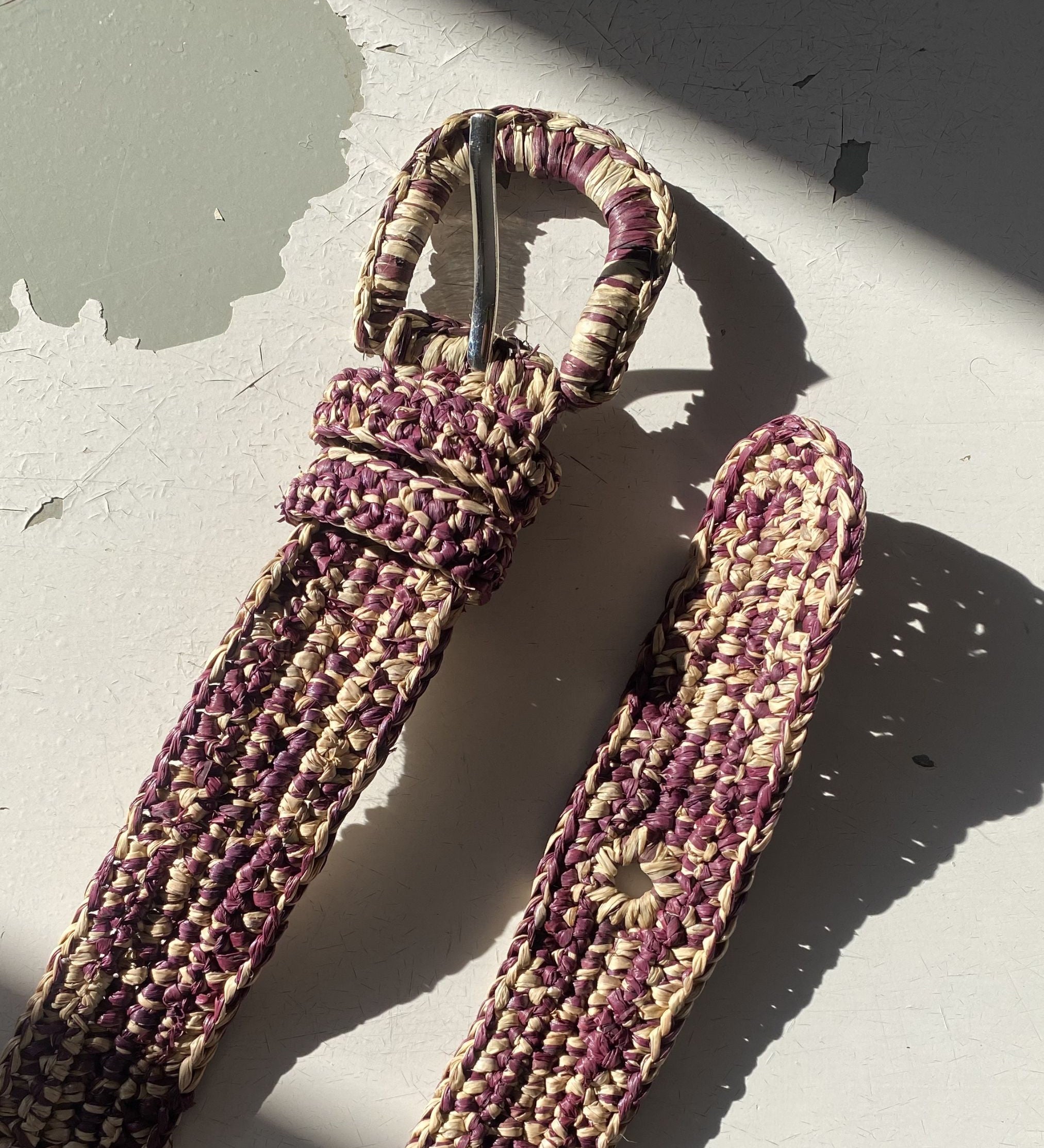 ceinture à boucle chinée chocolat et naturel, KIBA