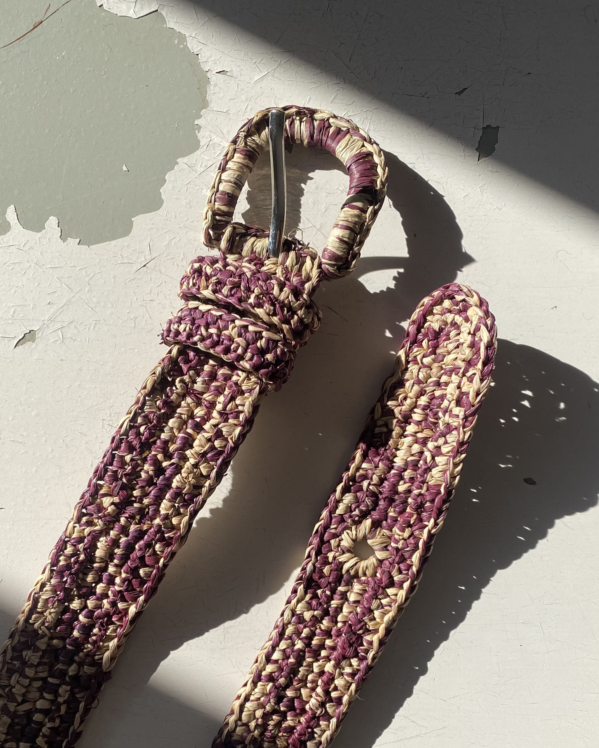 ceinture à boucle chinée chocolat et naturel, KIBA