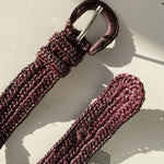 ceinture à boucle en raphia fait main, KIBA chocolat