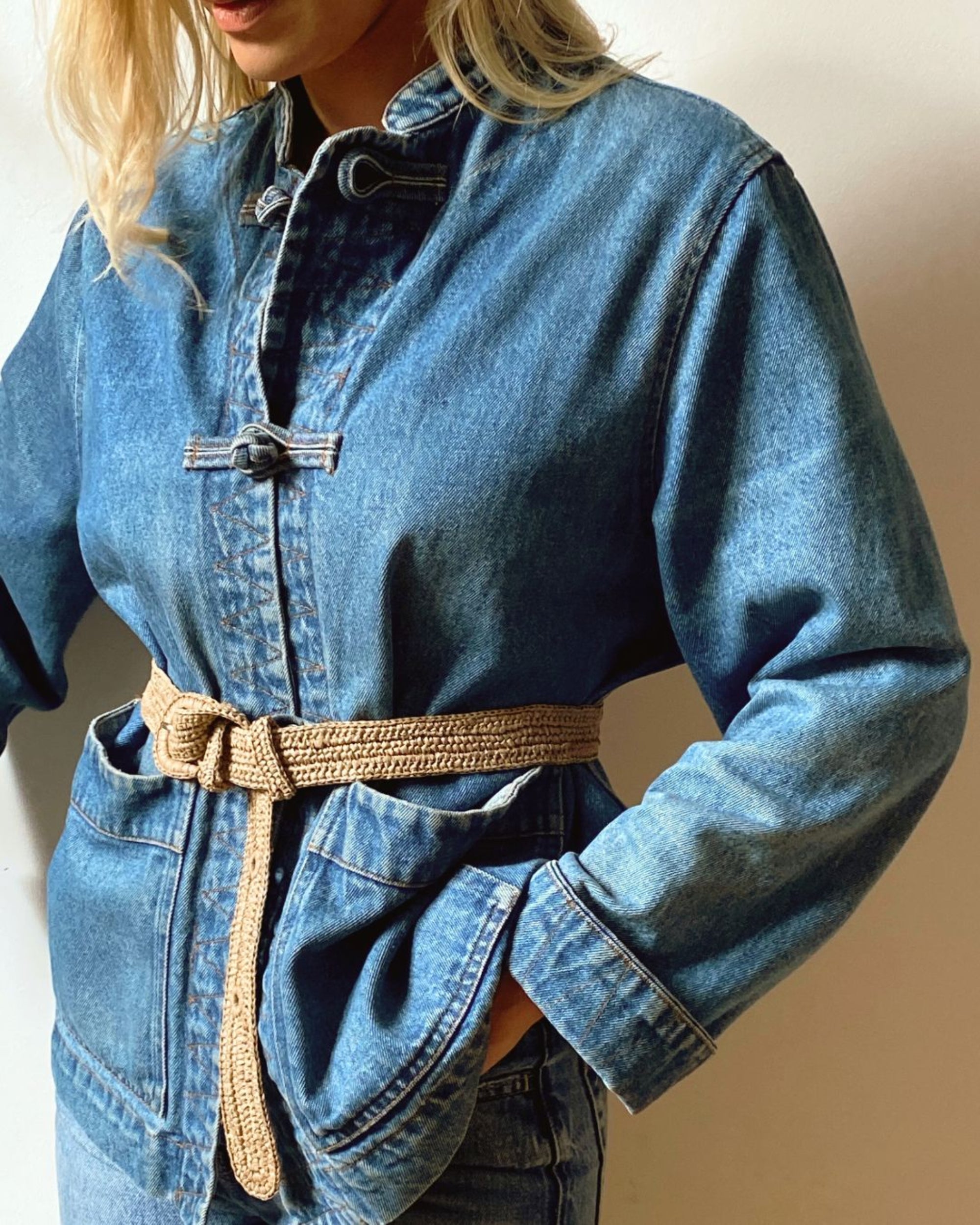 Ceinture en raphia fait main - KIBA taupe