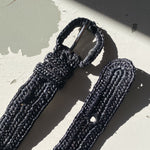 Ceinture à boucle en crochet de raphia fait main, KIBA noir