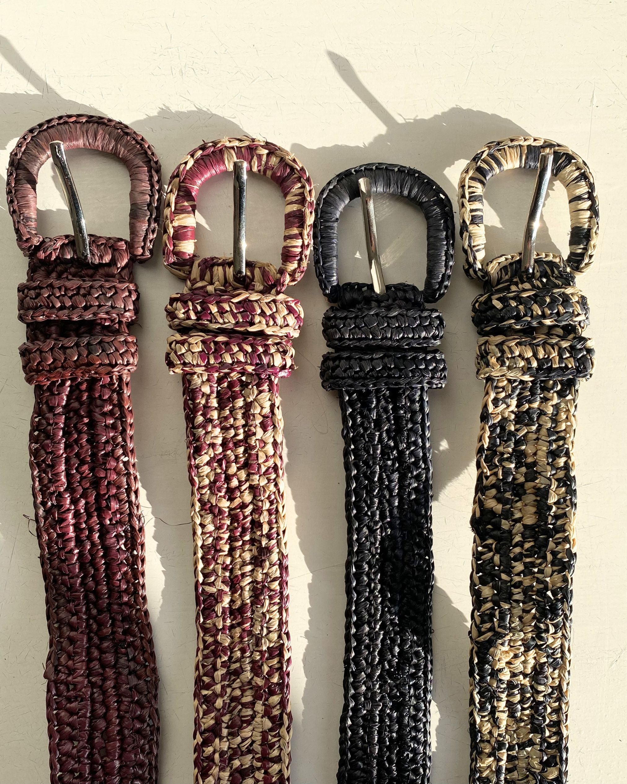 nouveaux coloris des ceintures mixtes en crochet de raphia, KIBA