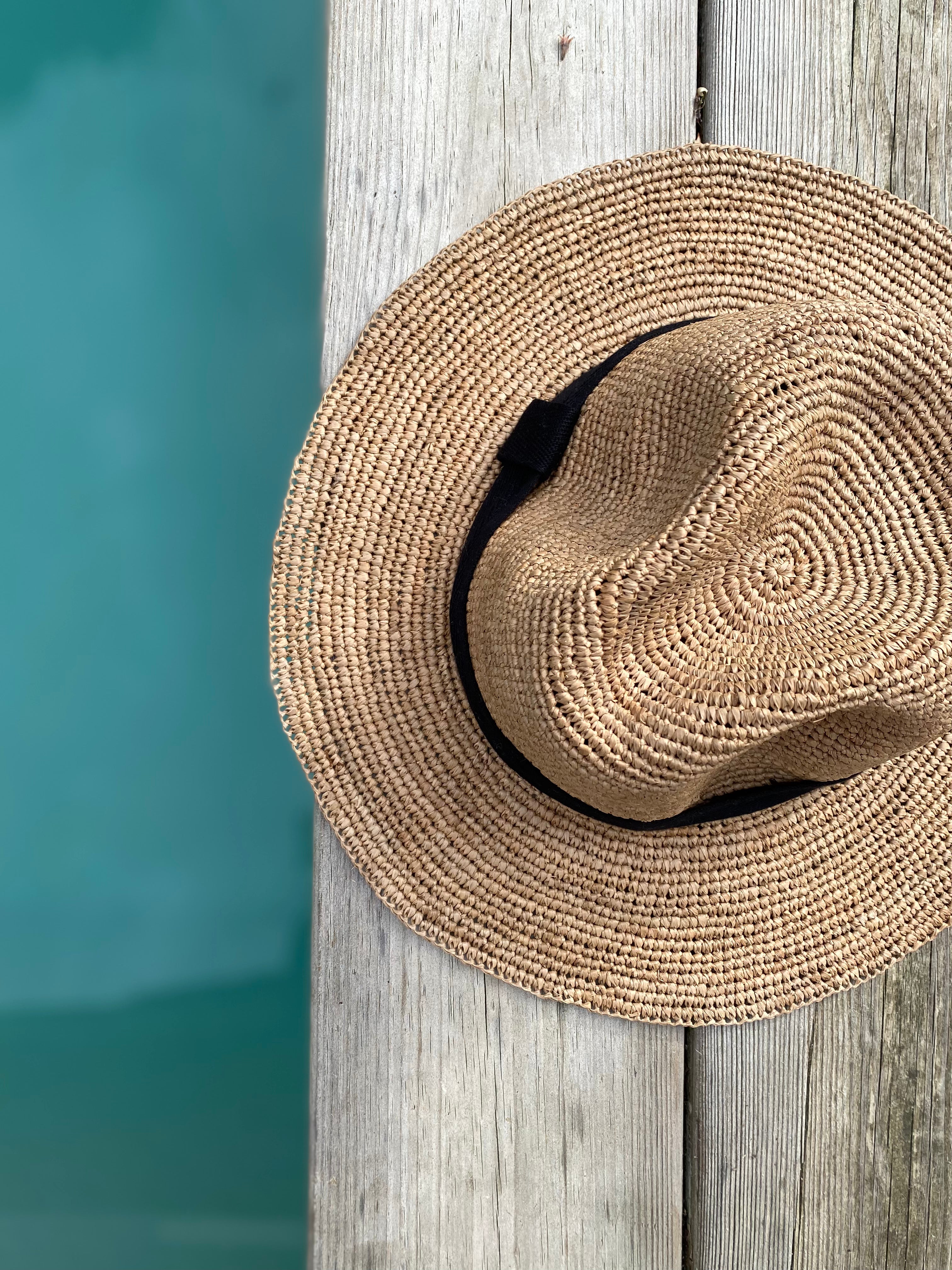 Chapeau panama en crochet de raphia fait main, PANAMA thé