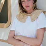 KINTANA naturel, col amovible en crochet de raphia pour habiller une silhouette