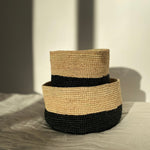 Duo de corbeilles gigogne en raphia - DUO TANA noir
