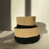Duo de corbeilles gigogne en raphia - DUO TANA noir