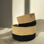 Duo de corbeilles en raphia fait main - DUO TANA noir