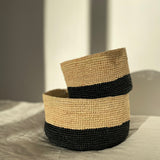 Duo de corbeilles en raphia fait main - DUO TANA noir