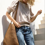 Grand sac à bandoulière en raphia thé fait main - KITAPO