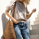 Grand sac à bandoulière en raphia thé fait main - KITAPO