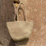 grand sac cabas en crochet de raphia fait main, VANINA naturel- vue de face