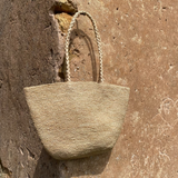 grand sac cabas en crochet de raphia fait main, VANINA naturel- vue de face