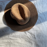 Chapeau borsolino en raphia fait main, PANAMA thé