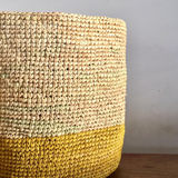 Zoom sur le panier en crochet de raphia - TRIO TANA jaune 