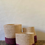 Paniers de rangement en raphia faits-main - TRIO TANA bordeaux 