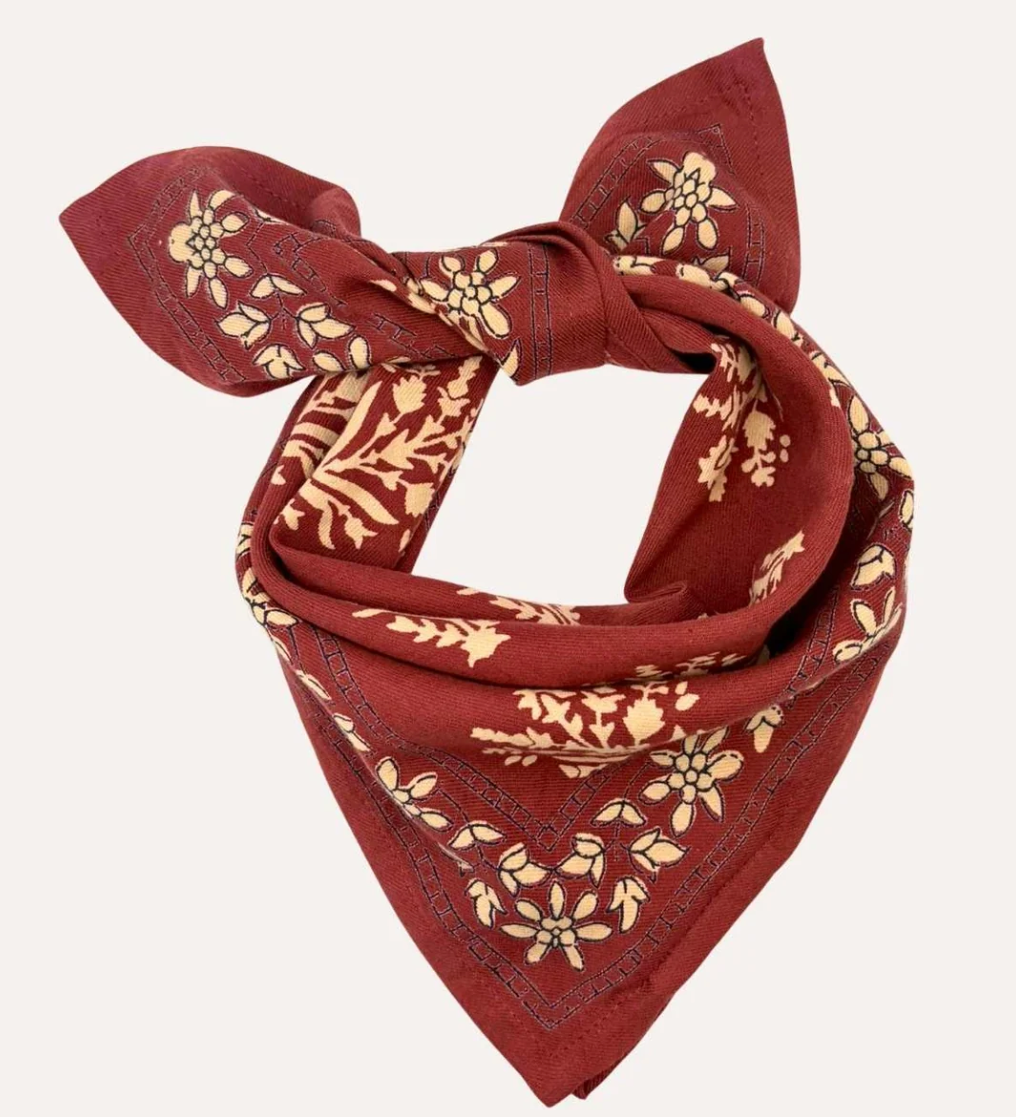 petit foulard bordeaux en coton imprimé