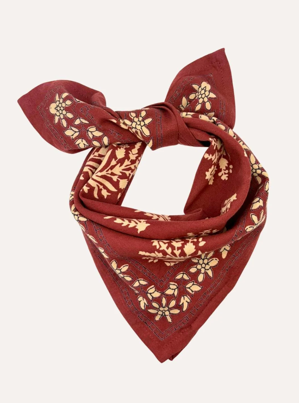petit foulard bordeaux en coton imprimé