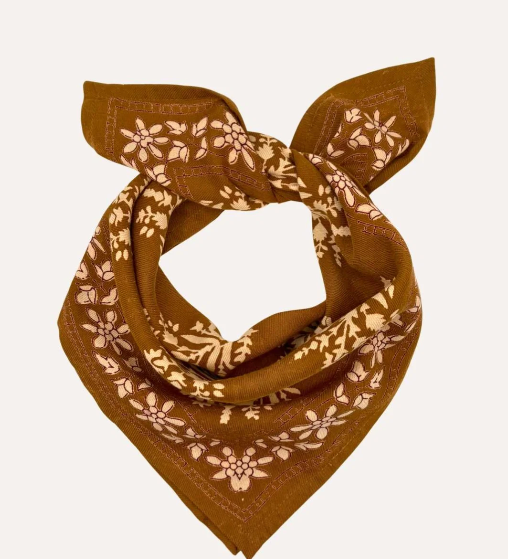 petit foulard en coton imprimé GALATIE tabac