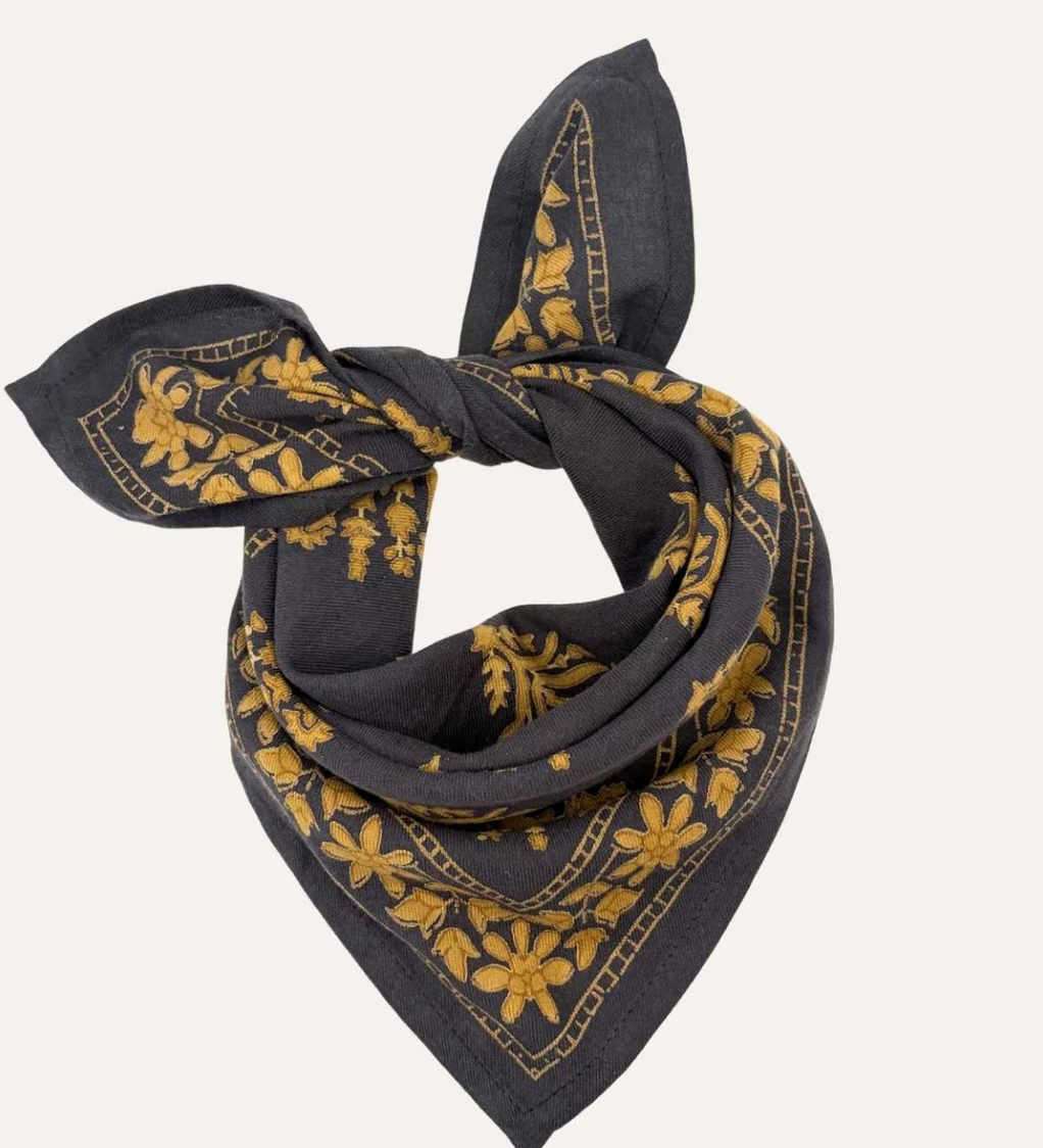 petit foulard en coton imprimé GALATIE noir
