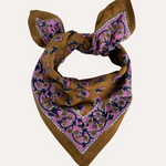 petit foulard en coton imprimé caramel 