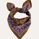 petit foulard en coton imprimé caramel 