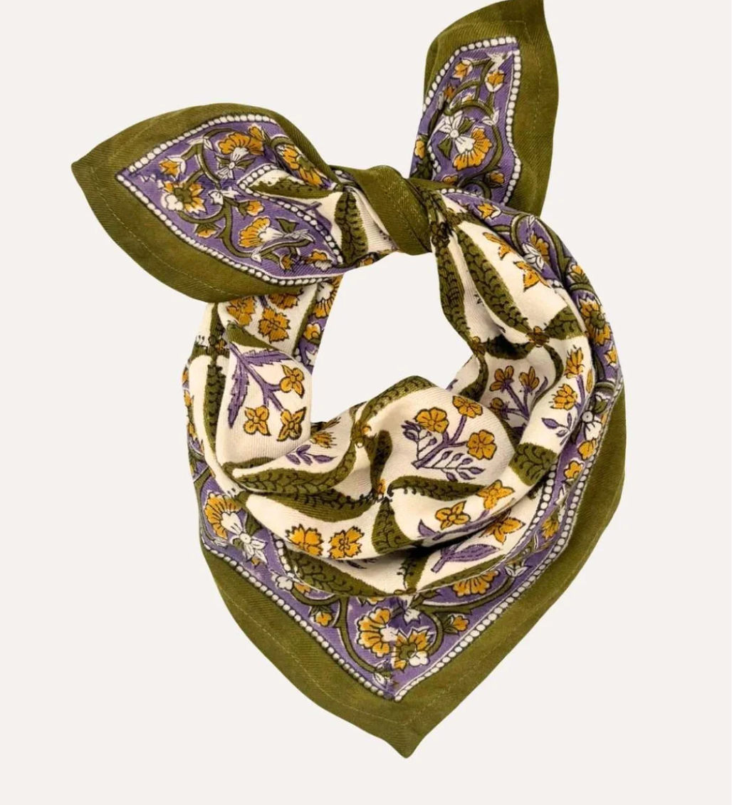 petit foulard en coton imprimé zenon vert