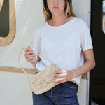 petit sac baguette en raphia naturel pour femme