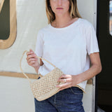 petit sac baguette en raphia naturel pour femme