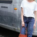 sac baguette sienne en raphia boules fait main 