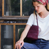 petit sac seau bordeaux en crochet de raphia