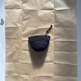 petit porte-monnaie  noir zippé en raphia