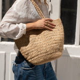 Sac cabas ajouré en raphia naturel porté à l’épaule – PALMA