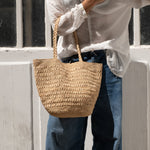 Sac seau en raphia naturel porté main – PALMA 