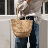 Sac seau en raphia naturel porté main – PALMA 