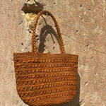 Cabas en crochet de raphia ajouré fait main - PALMA cannelle