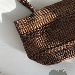 détails du sac en crochet de raphia mini olika tabac