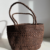 petit cabas en crochet de raphia fait main, MINI OLIKA tabac I The Clow Company