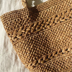 Détails du sac cabas en raphia fait main - MINI OLIKA thé