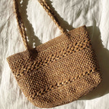 Sac cabas en crochet de raphia fait main - MINI OLIKA thé 
