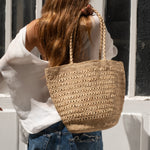 Sac cabas en raphia naturel porté à l’épaule – PALMA