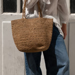 Sca cabas ajouré en raphia thé porté main - PALMA thé